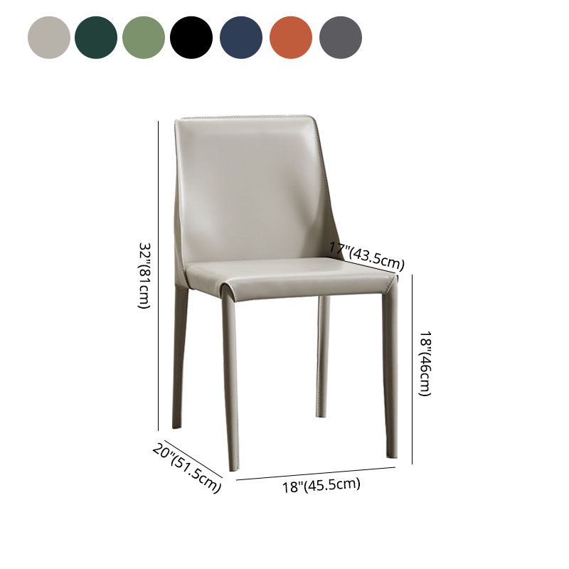 Sillas laterales de comedor de cuero de estilo moderno, sillas sin brazos con respaldo sólido con acabado mate