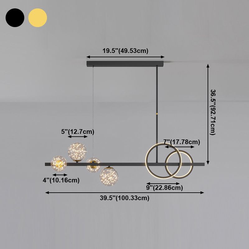 Nordic Modernes Esskronleuchter Lampe Runde Glasschatten LED Hängende Lampenvorrichtung