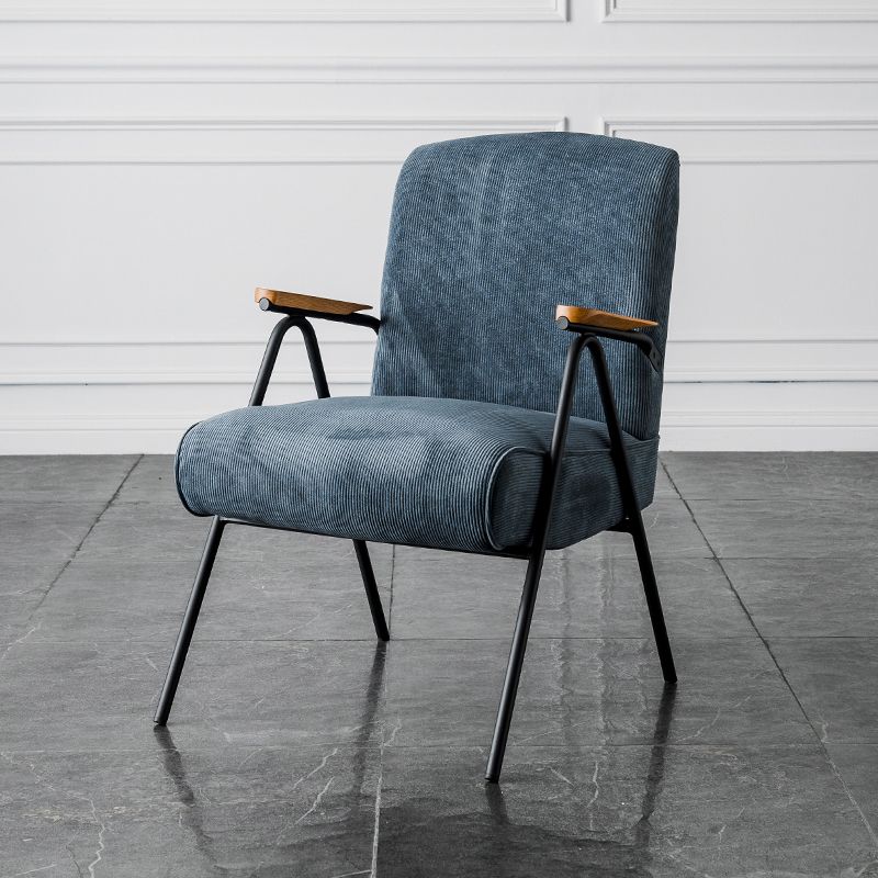 Corduroy Arms Included Chair 32.28" High Solid Wood Armchair with Basic Four Leg