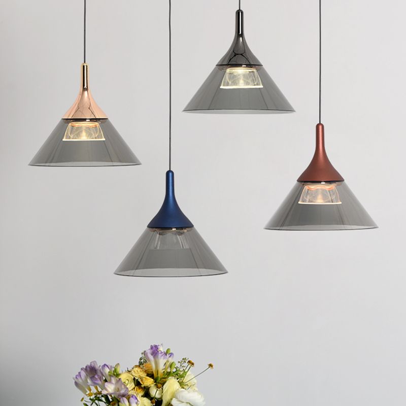 Minimalist Cone Shape Pendant Light Aluminum Dining Room LED Hanging Light