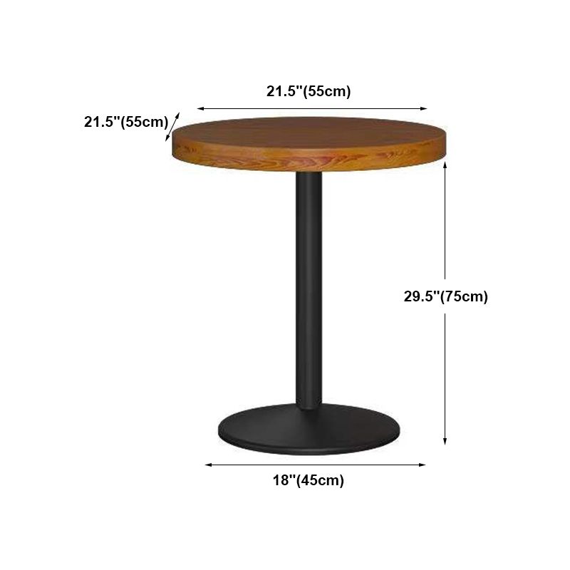 Industrial Style Black Iron Bar Table Wood Brown Top Bistro Table with Pedestal