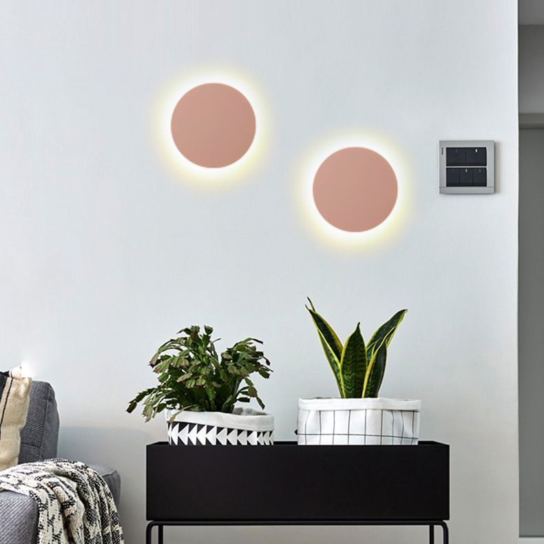 Metal Disc Wall Mount Lighting Modern Style LED Wall Sconce Lighting for Kids Bedroom
