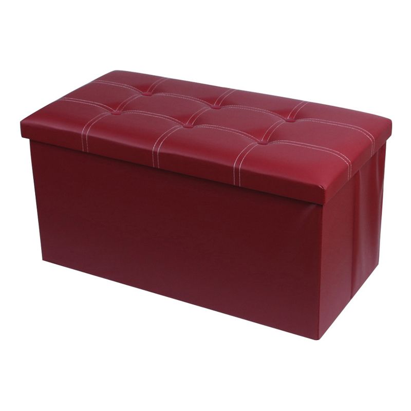 Mid-Century Modern Pouf Ottoman PU Leather Tufted Square Ottoman with Storage