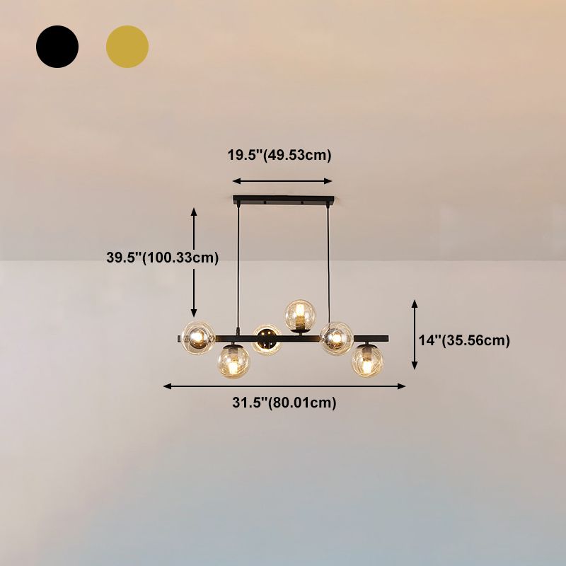 Globe Island Lights Modern Multi-Head Restaurant Hangende hanglampen met glazen schaduw