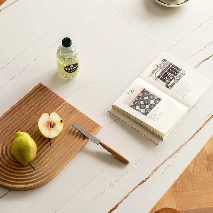 Contemporary White Standard Dining Table Sintered Stone Top Dining Table for Kitchen