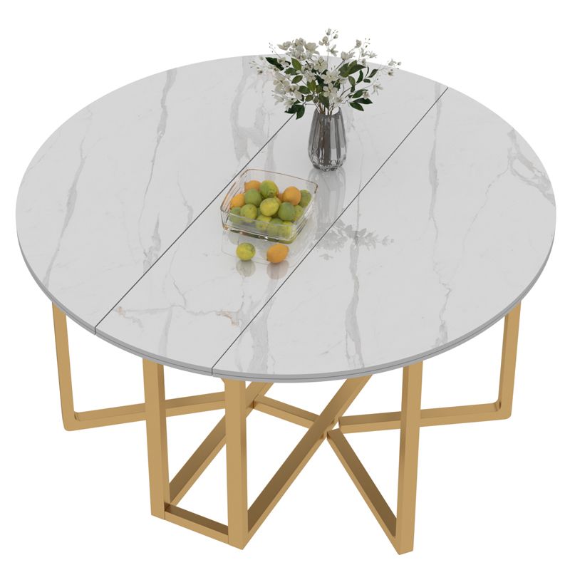Glam Round Dinette Set 1/2/3/7 Pieces Gold Foldable Dining Table Set