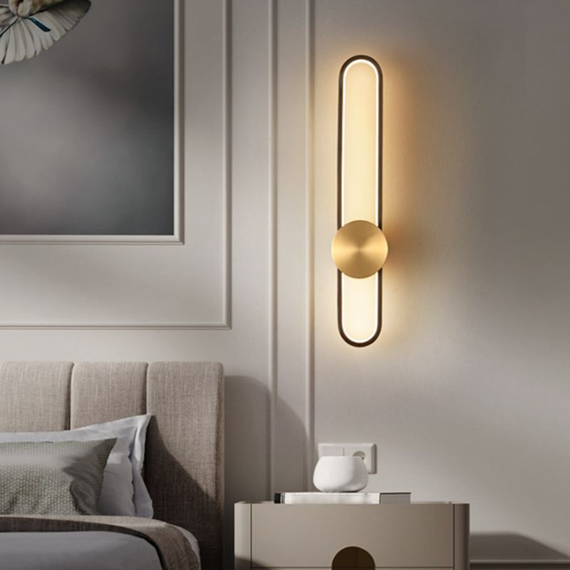 Metal Oval Shape Wall Mount Lighting Modern 1-Light Wall Mounted Light Fixture