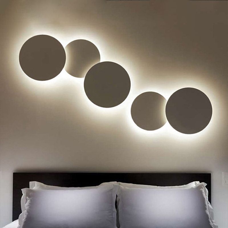 Nordic Creative Art SimpleStyle Round Shade Wall Sconce Metal 1 Light Sconces for Bedroom.