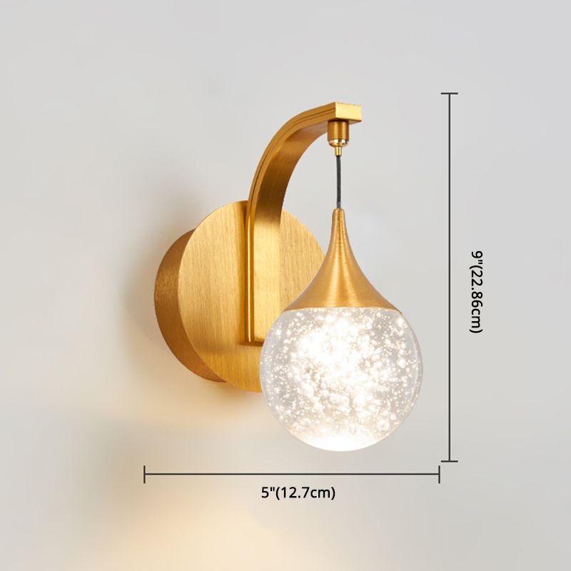 Crystal Ball Wall Mounted Lamp Modern Gold Finish LED Wall Lighting for Aisle