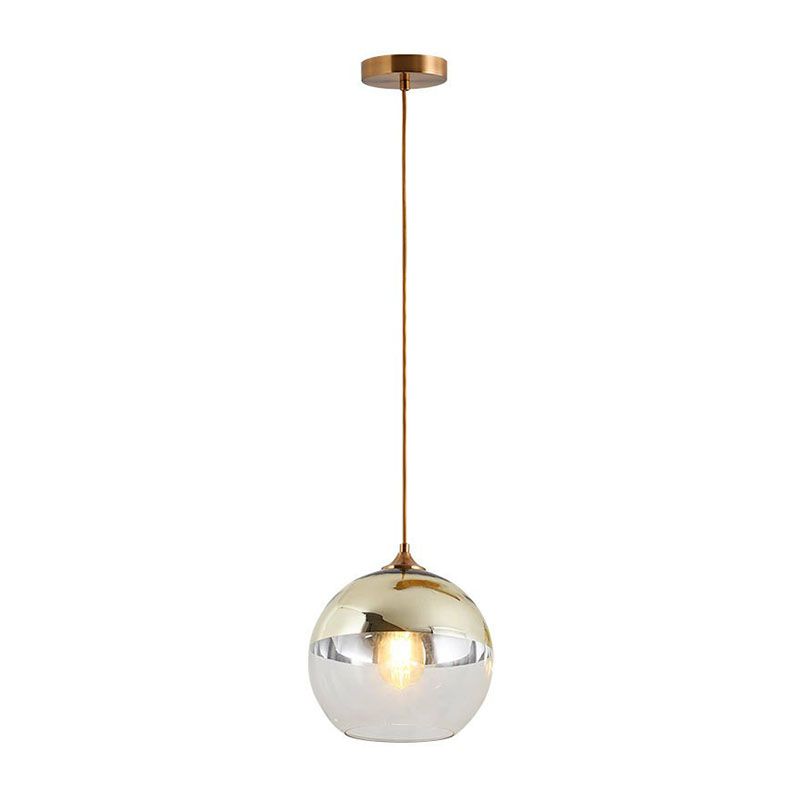 Sphere Electroplate Glass Pendant Lighting Postmodern Single Ceiling Hang Light for Dining Room