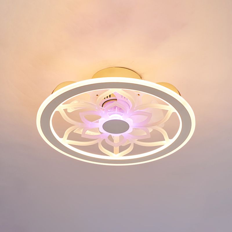 White LED Ceiling Fan Light Simple Ceiling Mount Lamp with Acrylic Shade for Bedroom