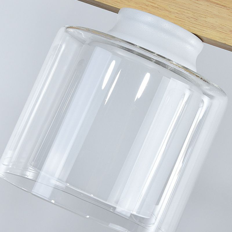 Modern 4-Light Wooden Island Lighting Design with Clear Glass Shade
