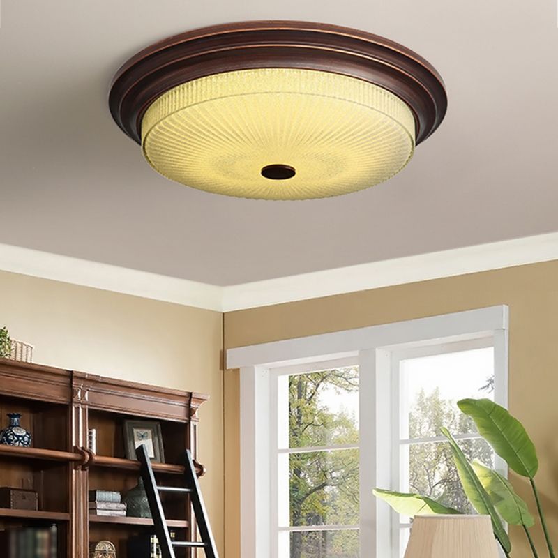 American Style Ceiling Light Circle Shape Ceiling Lamp with Glass Shade for Living Room