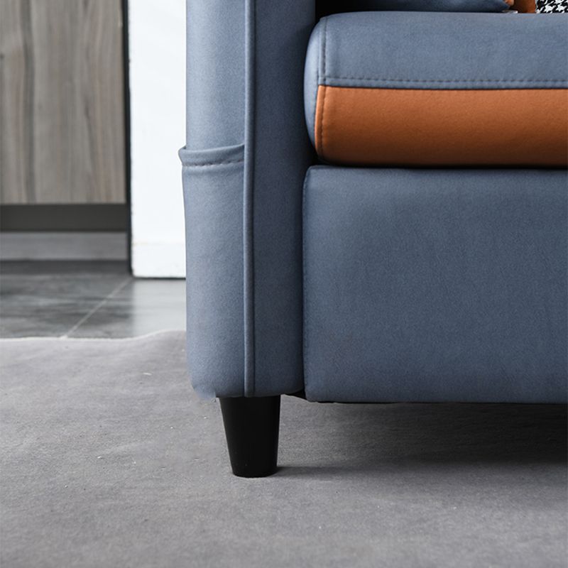 Modern Sewn Pillow Back Sofa 4-Seat Square Arm Couch with Storage