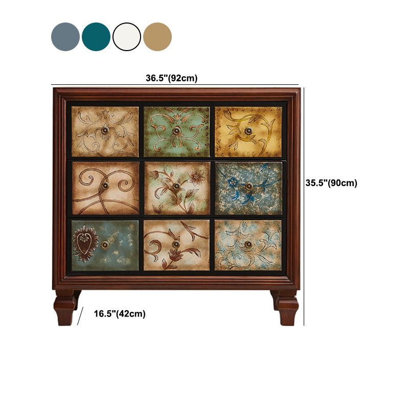 Traditional Wooden Bedroom Chest Horizontal Storage Chest with Drawers