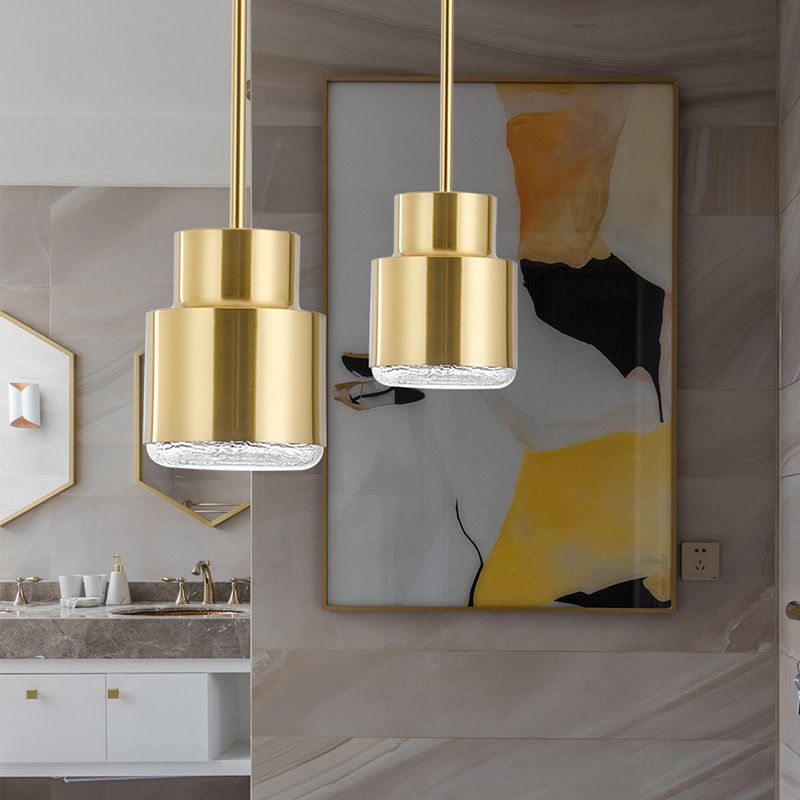 Metalen cilinderhangende verlichtingsarmatuur eenvoudige stijl hanglamp lichtbarmsel in goud