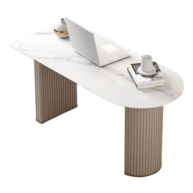 Contemporary Style Writing Desk White Slate Home and Office Desk