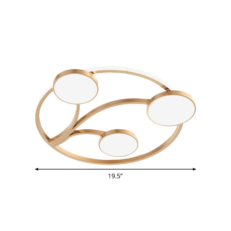 Metal Circular Flush Light Modernity 19.5"/27" W LED Close to Ceiling Lighting in Gold with Branch Design