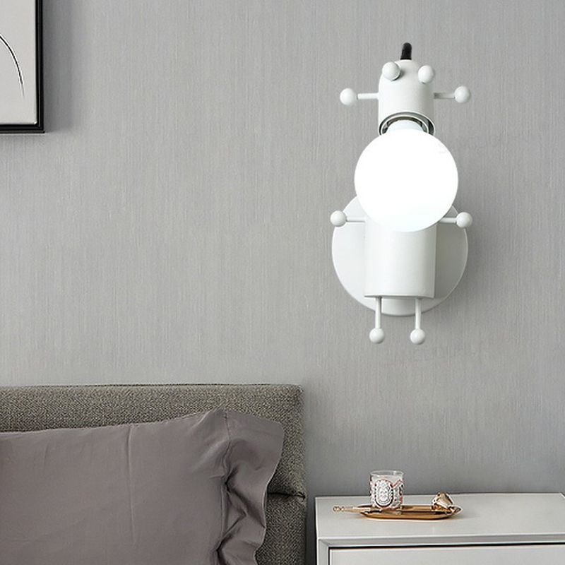 Flexibele giraf kinderen bedmuurlicht metaal 1 bol cartoon leeswandlamp met kaal bolontwerp