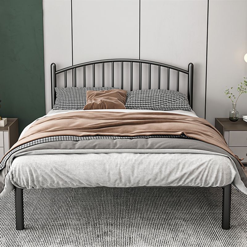 Metal Glam Slat Bed with Headboard Standard Bed with Metal Legs