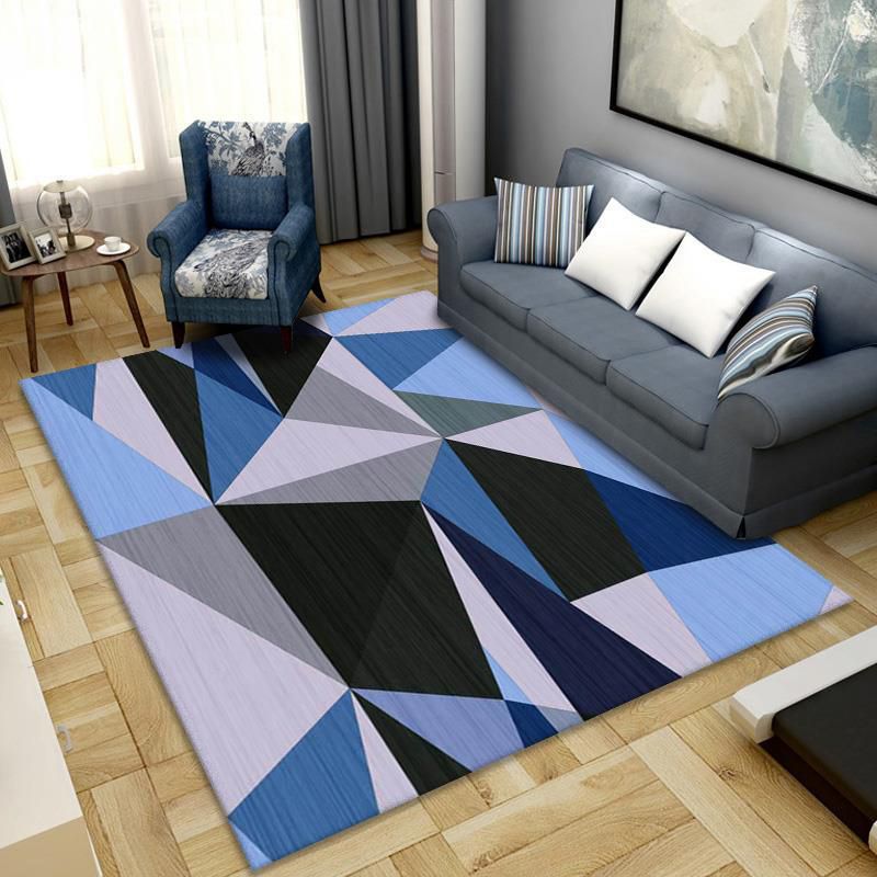 Simplicity Home Decoration Carpet Geometry Print Area Rug Polyester Non-Slip Backing Indoor Carpet
