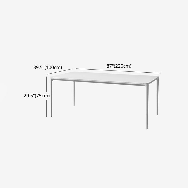 Modern Aluminium Dinette Set 1/2/7 Pieces Rectangle White Sintered Stone Dining Table Set