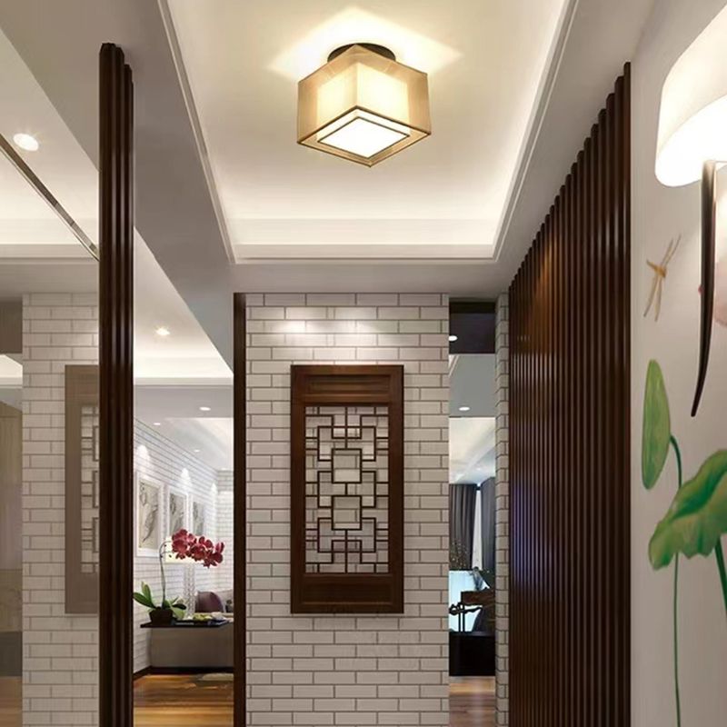 Fabric Geometric Shape Flush Mount Lights Modern 1 Light Flush Mount Light Fixture