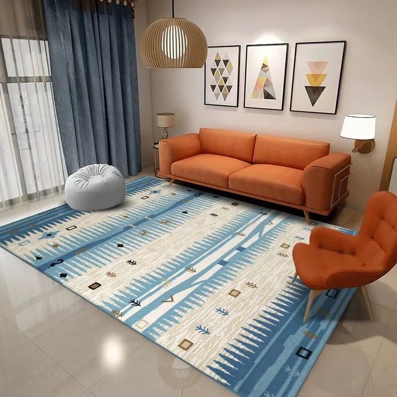 Nostalgia Home Decoration Carpet Geometric Printed Polyester Rug Non-Slip Backing Indoor Carpet