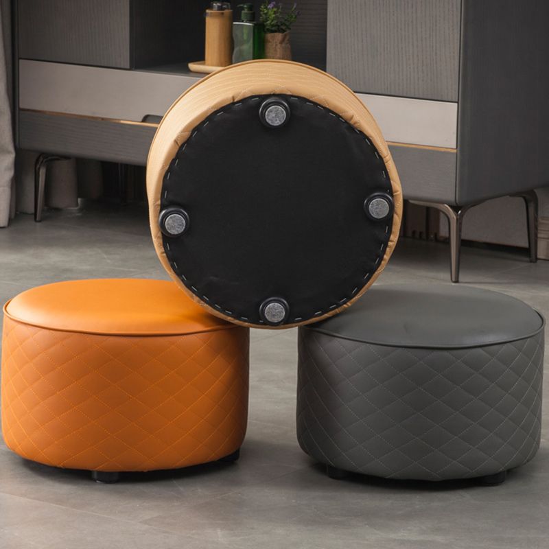 Modern Leather Pouf Water Resistant Round Pouf for Home Decor