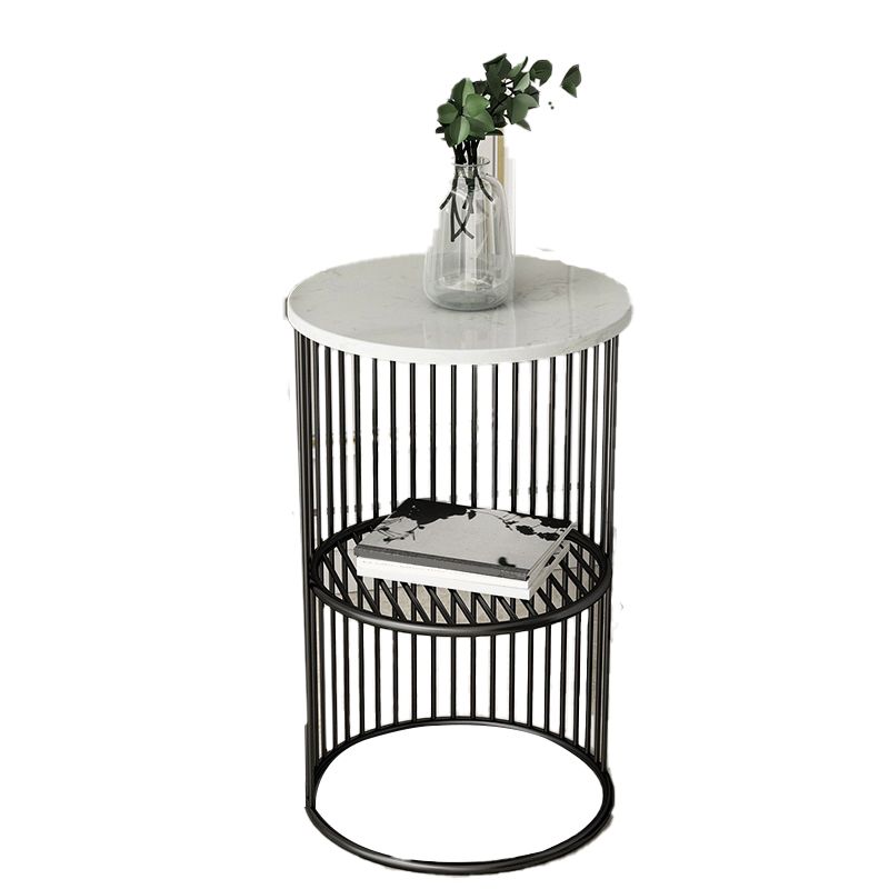 21.65" Tall Mid-century Side End Table Metal Frame Round Sofa Side Accent Table