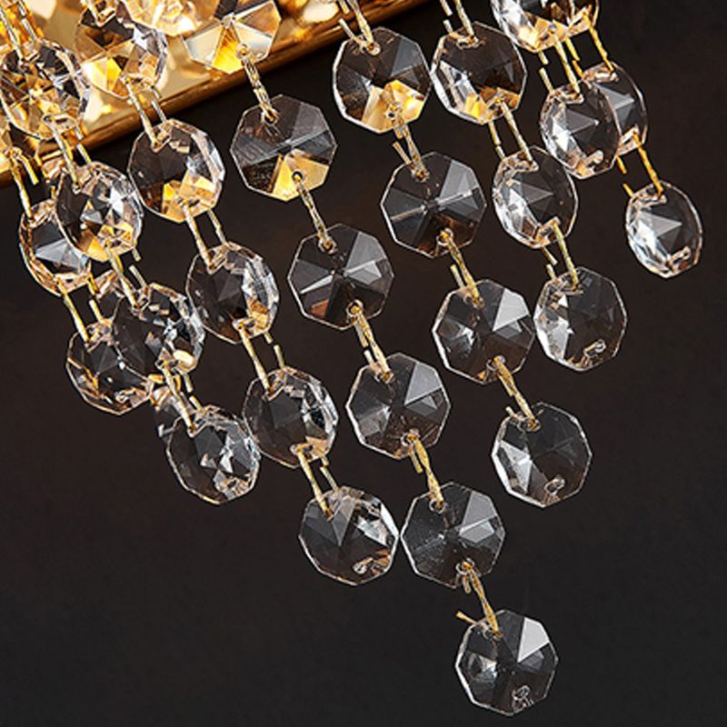 3-Light Modern Golden Wall Mounted Sconce Unique Crystal Wall Light for Bedroom