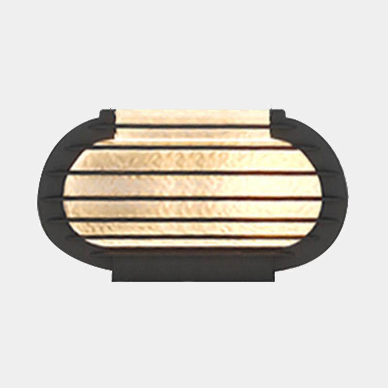 Drum Shape Metal Outdoor Light Modern 1 Light Solar Pillar Lamp in Black