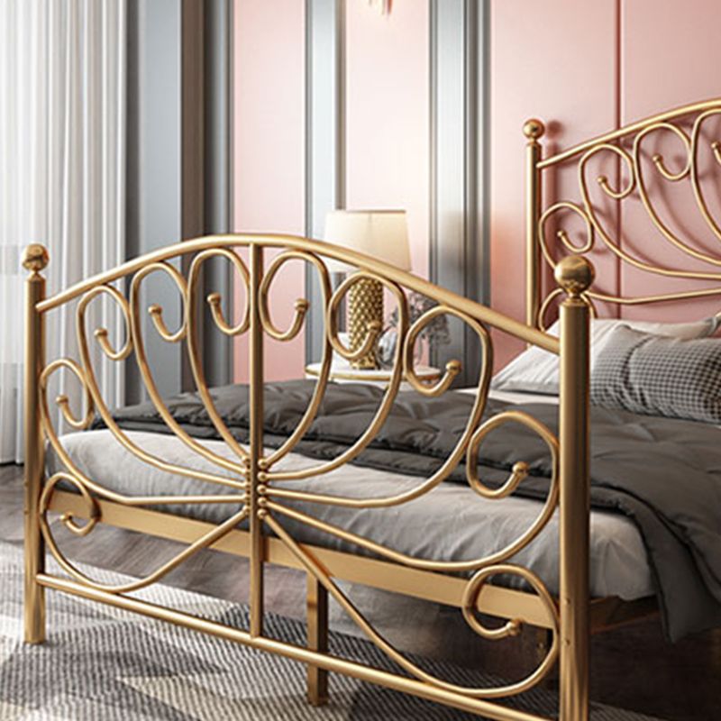 Metal Open-Frame Bed 45.27" High Wire-Grid Bed with Custom Gold Legs