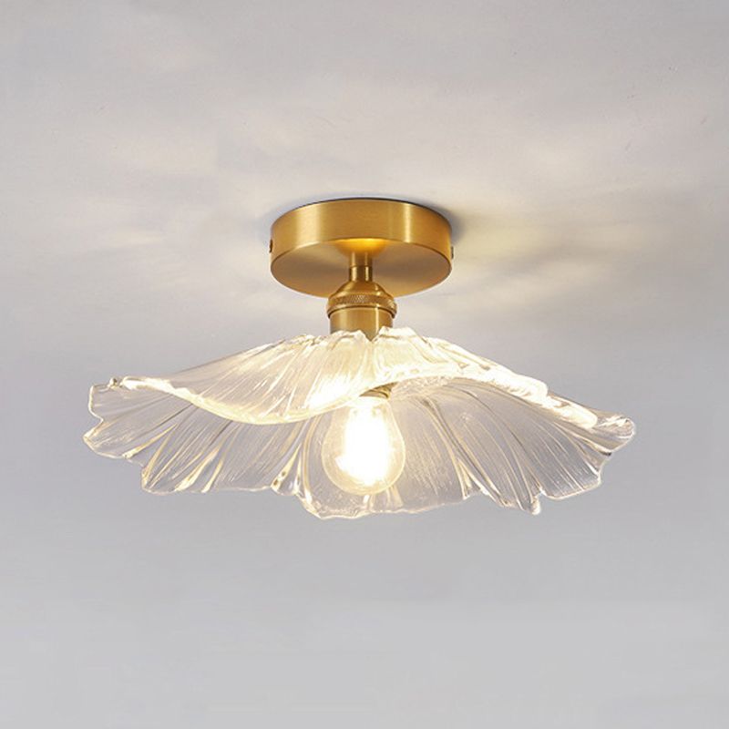 Single Golden Flush Mount Lighting Glass Ceiling Light for Living Room