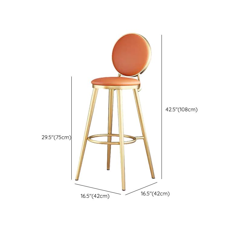 Faux Leather Counter Bar Stool Orange and Gold Bar and Counter Stool