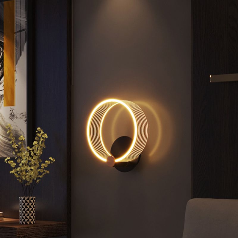 Shaded Sconce Light Fixture Minimalist Style Acrylic LED Bedroom Wall Light Fixture in Gold