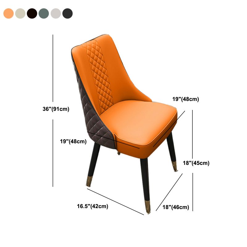 Glam Upholstered Dining Side Chair Faux Leather and Wood Side Chair