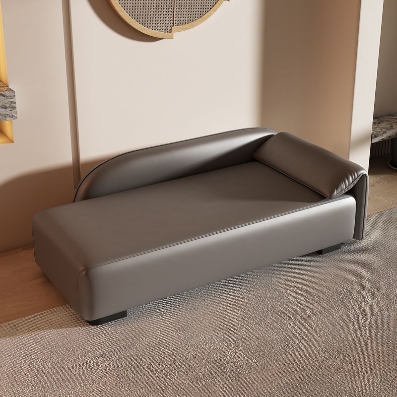 Scandinavian Upholstered Solid Color Genuine Leather One Armed Chaise