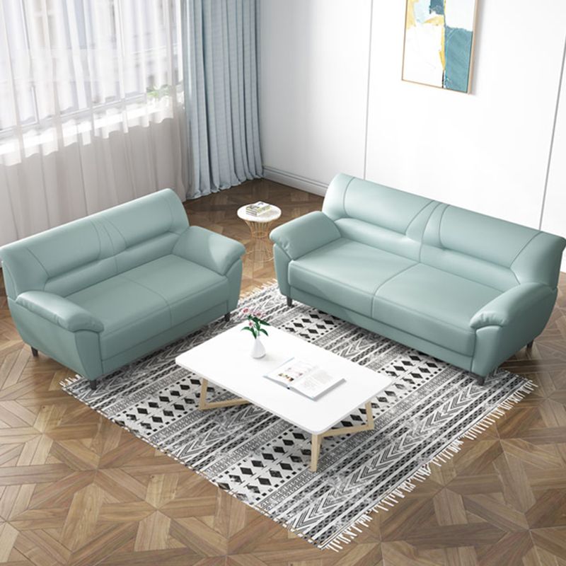 31.50" H Faux Leather Pillow Top Arm Modern Sofa with Sewn Pillow Back