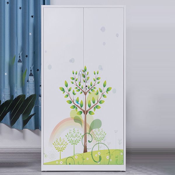 Contemporary Two Doors Wardrobe Armoire Steel Wardrobe Closet