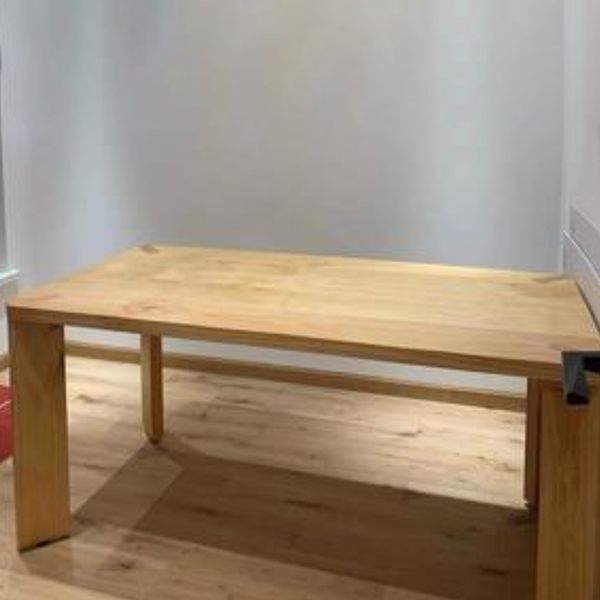 Rectangle Modern Style Dining Table Two-Color Fixed Table with Solid Wood