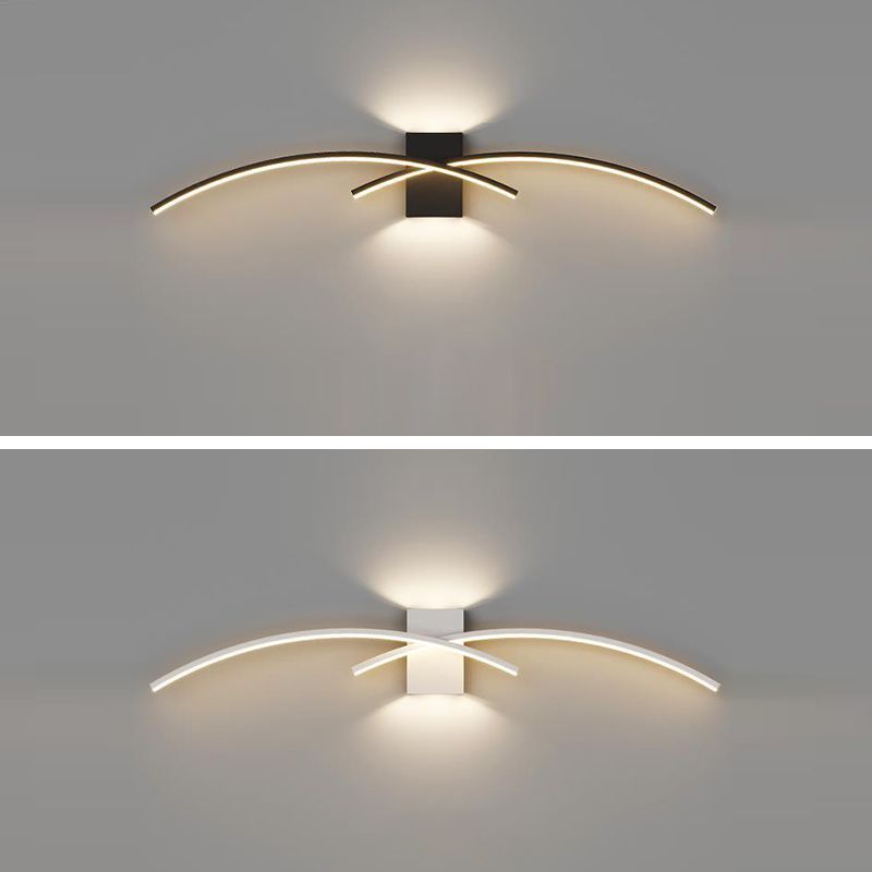 2-Light White/Black Modern Wall Mounted Sconce LED Wall Light for Bedroom