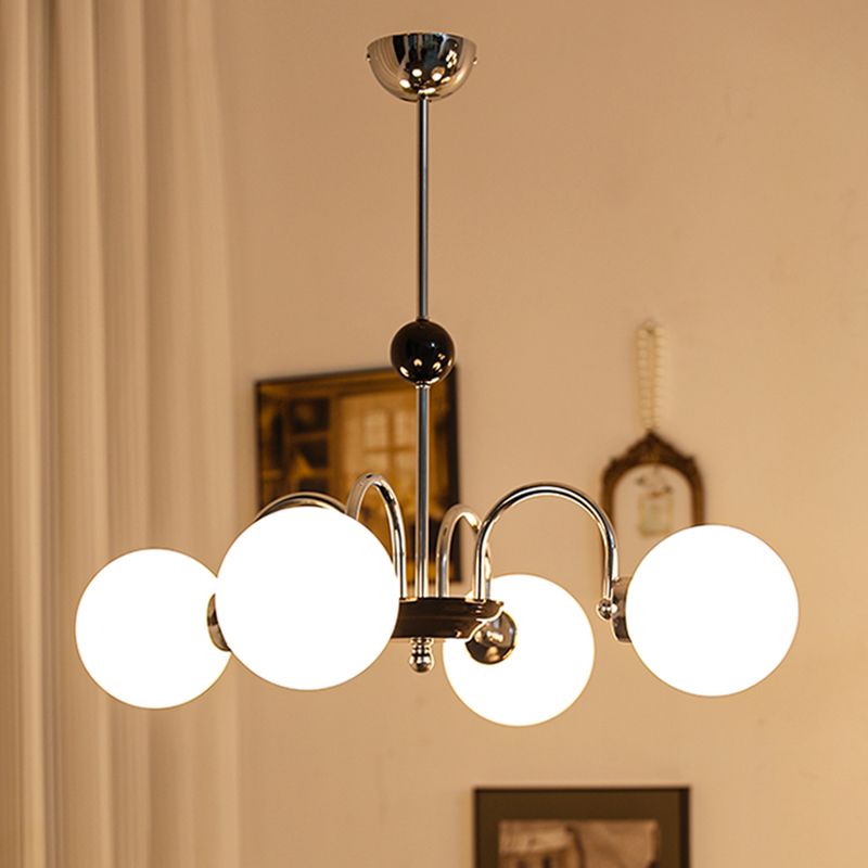 Luci a sospensione sferica Moderna luce a sospensione con soffitto in vetro bianco per camera da letto