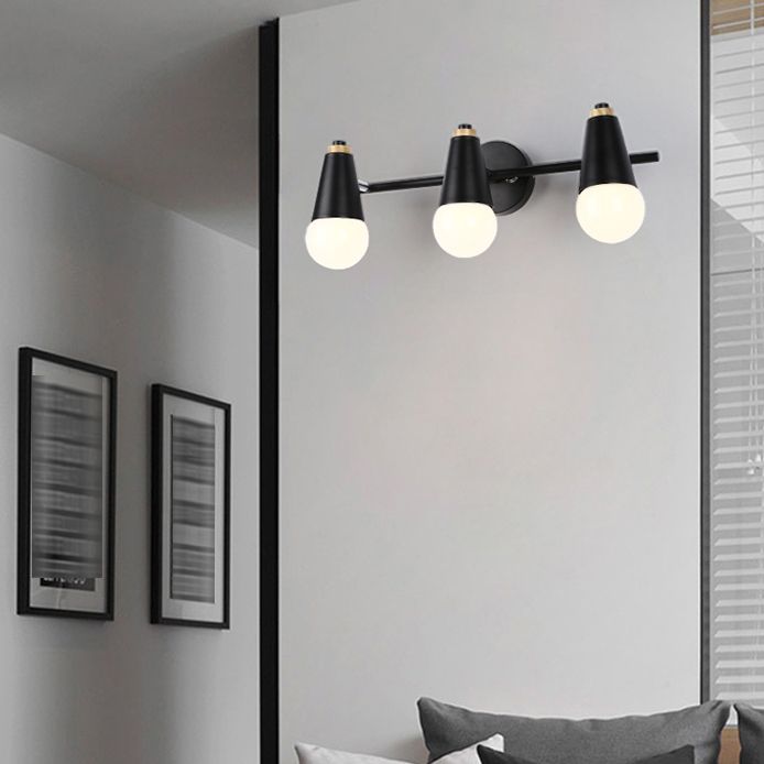 Modern Wood Wall Sconce Geometric Shape Wall Light with Metal Shade for Bedroom