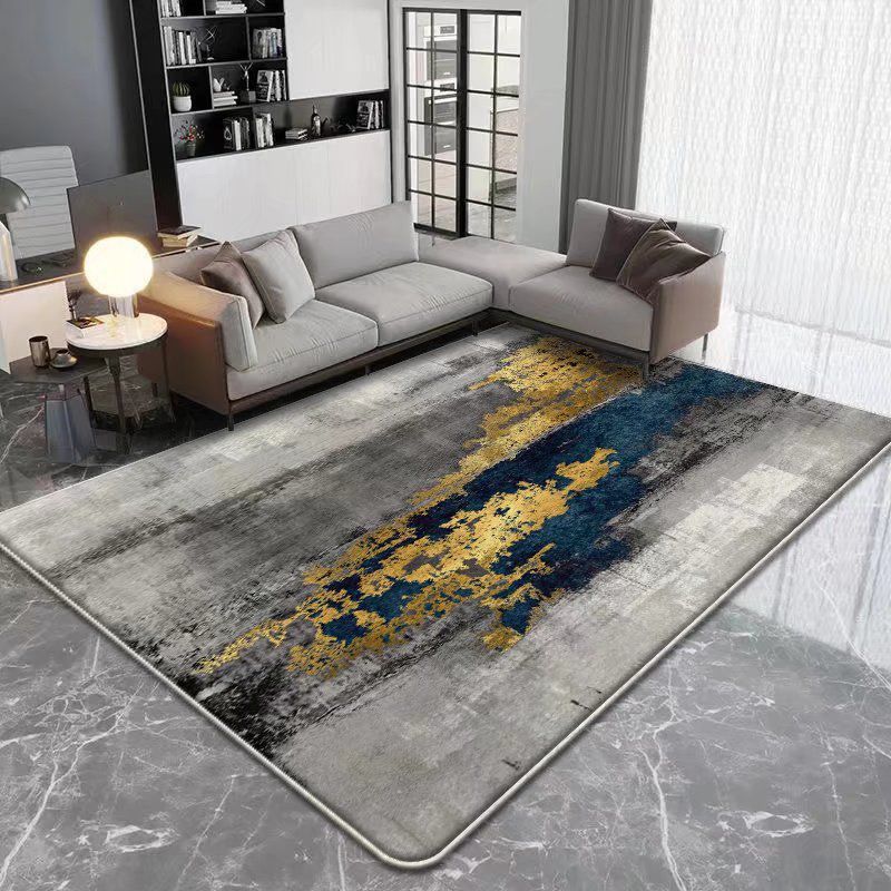 Gray Irregular Striped Rug Polyester Modern Rug Washable Rug for Living Room