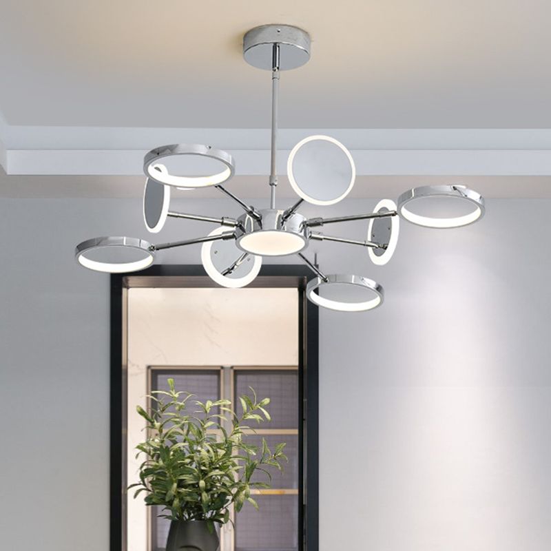 Ring Chandelier Lighting Fixtures Modernist Metal Pendant Chandelier with Hanging Cord for Living Room