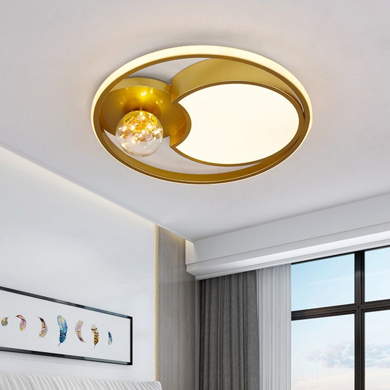 Metal Circle Ceiling Lighting Nordic Style LED Gold Close to Ceiling Lamp