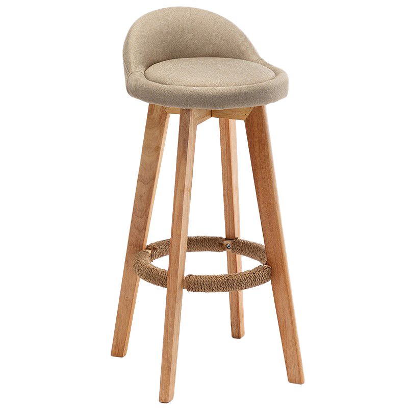 Rubberwood Solid Wood Bar Stool Indoor Upholstered Swivel Bar Stool