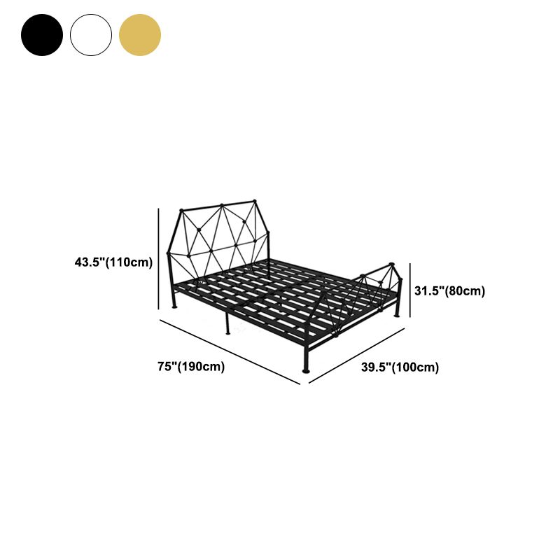 Glam Open-Frame Bed Metal Bed Frame with Headboard, 39.4"/53.1" Standard Bed