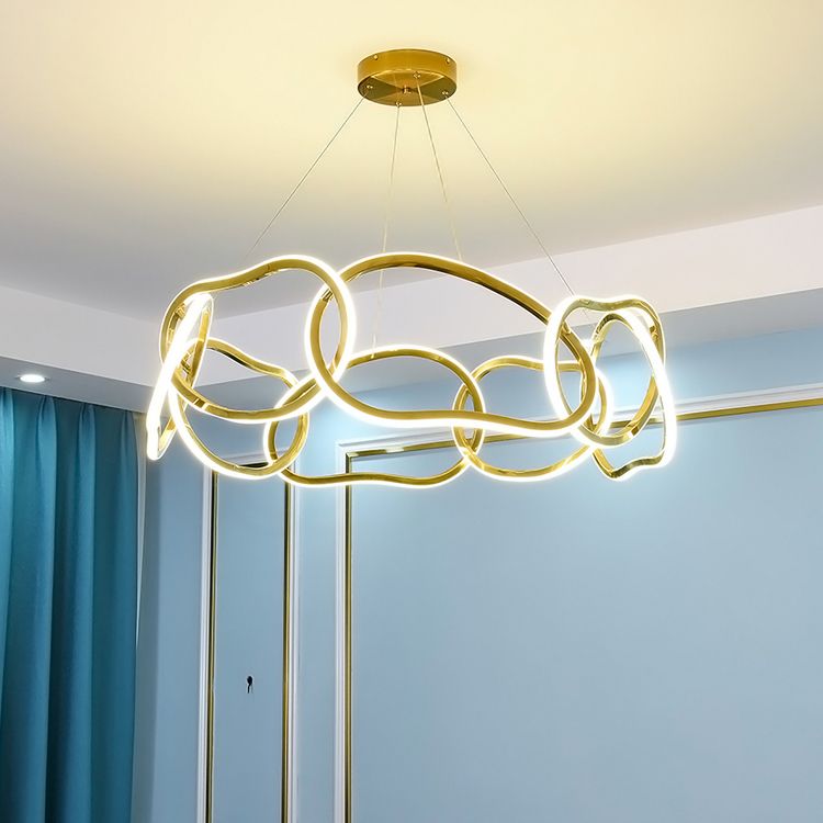 Nordic Circle Shape Chandelier Gold LED Chandelier Pendant for Dining Room